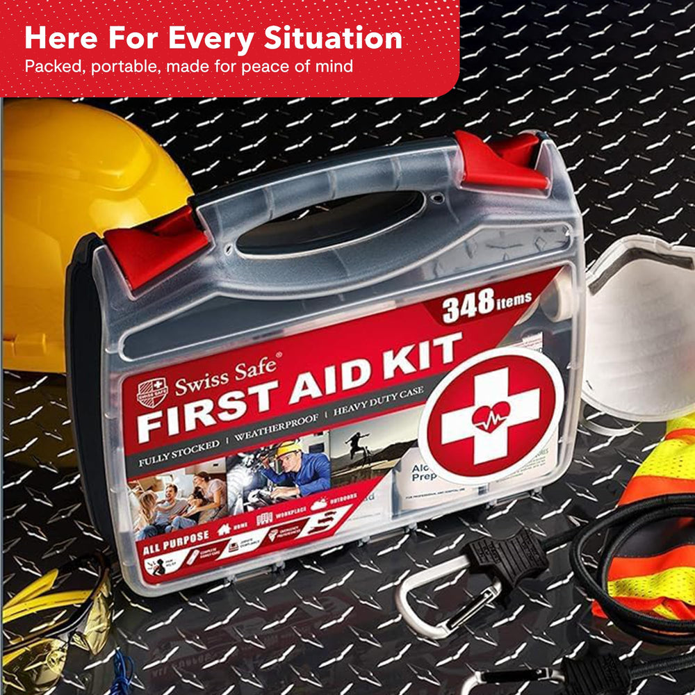Swiss Safe brand logo on case reinforces trusted preparedness.