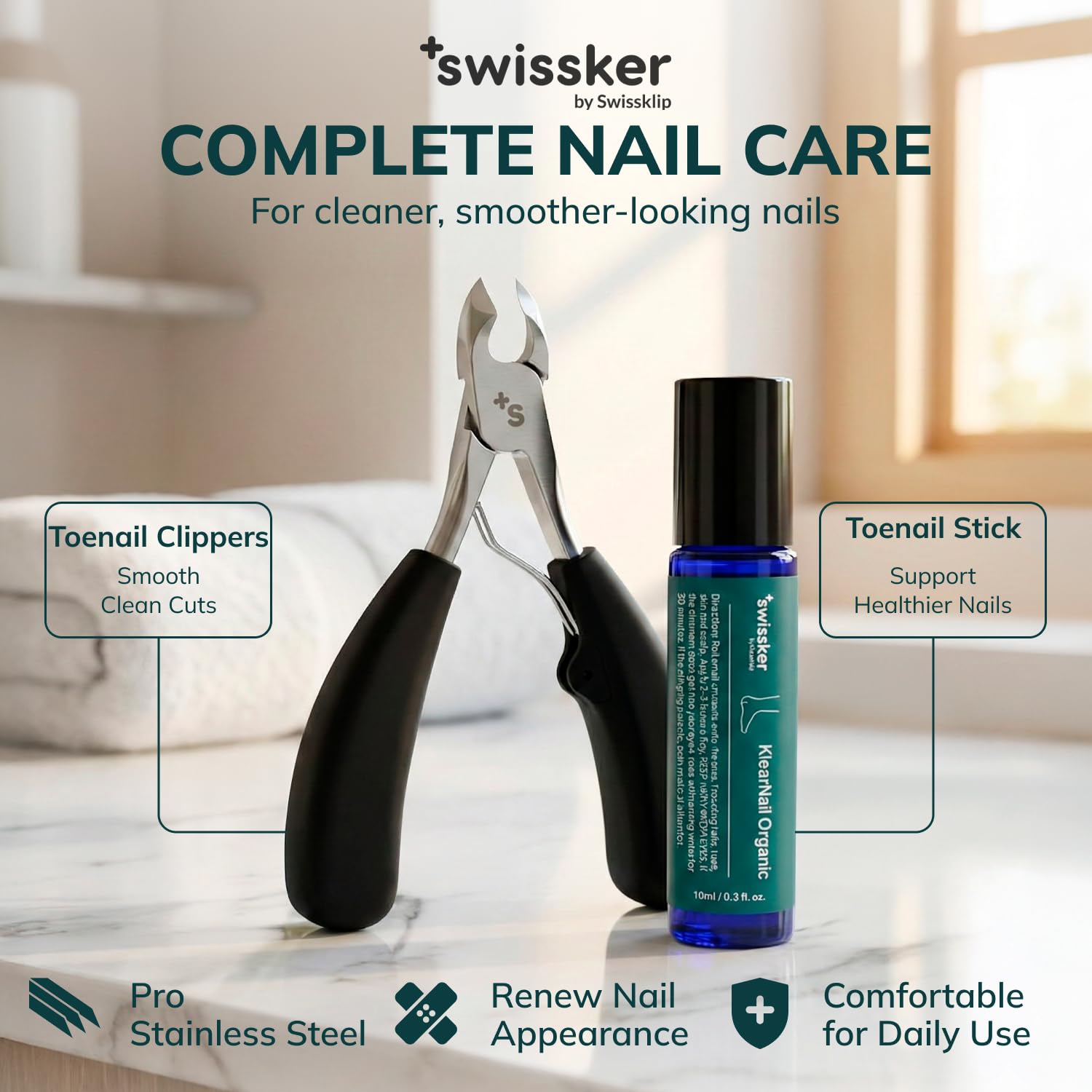 Swissklip KlearNail pack indicating 10 ml bottle for home use