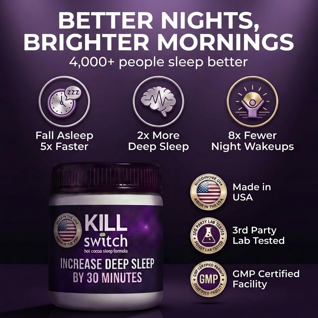 Switch Killswitch hot cocoa cup image emphasizes soothing aroma and cozy nightly ritual.