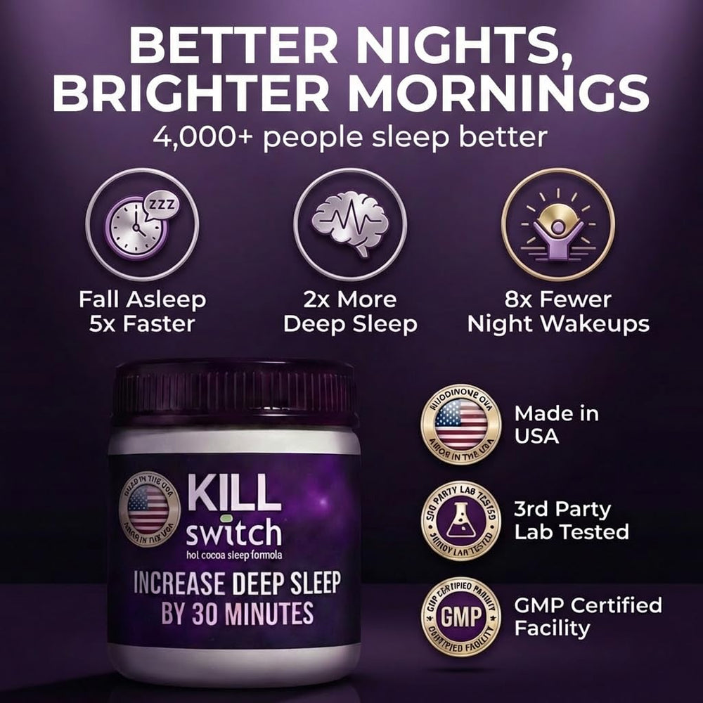 Switch Killswitch hot cocoa cup image emphasizes soothing aroma and cozy nightly ritual.