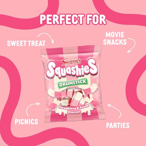 Swizzels Squashies Strawberry & Cream two-tone candies spark nostalgia and fun.