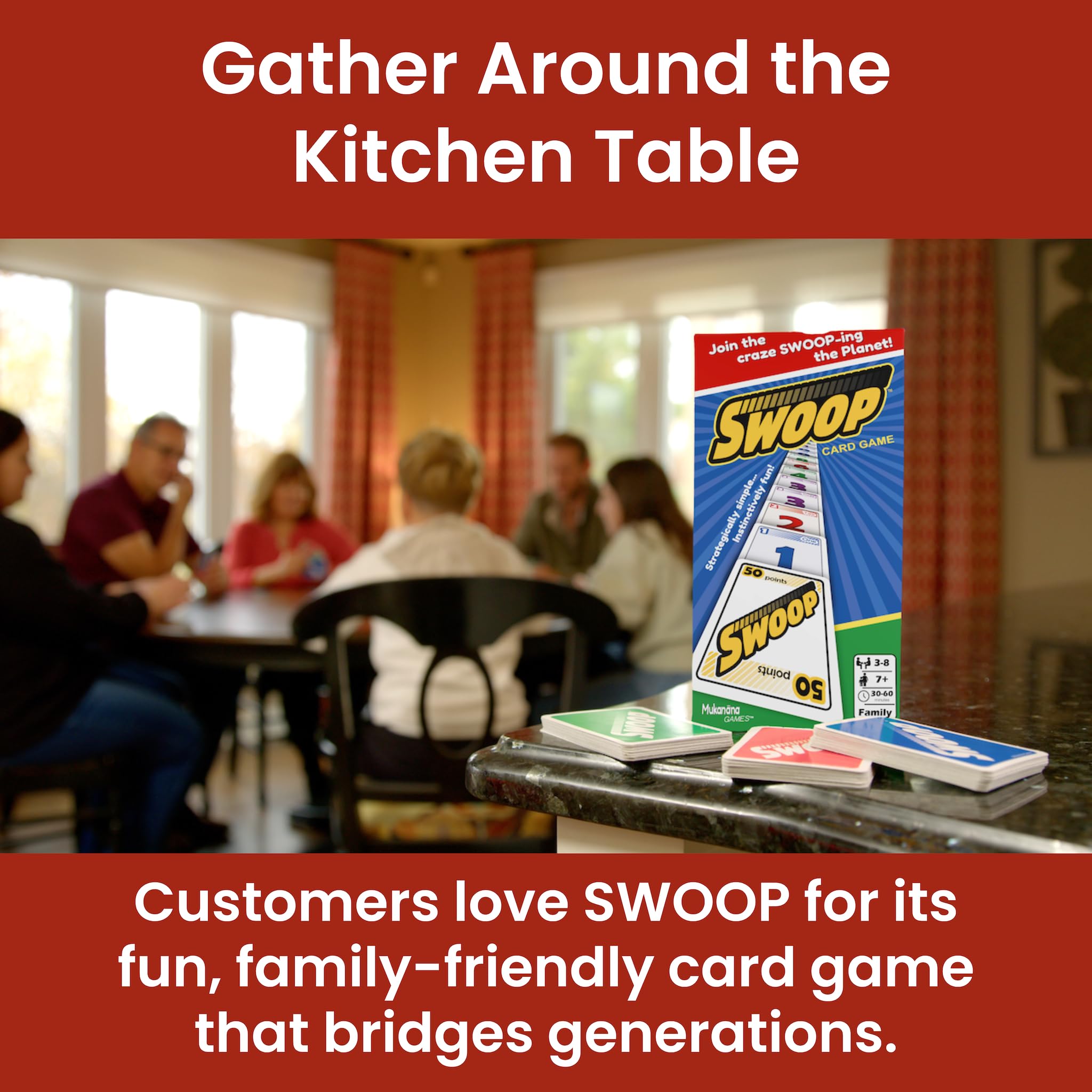 Green deck of SWOOP cards supports strategic choices.