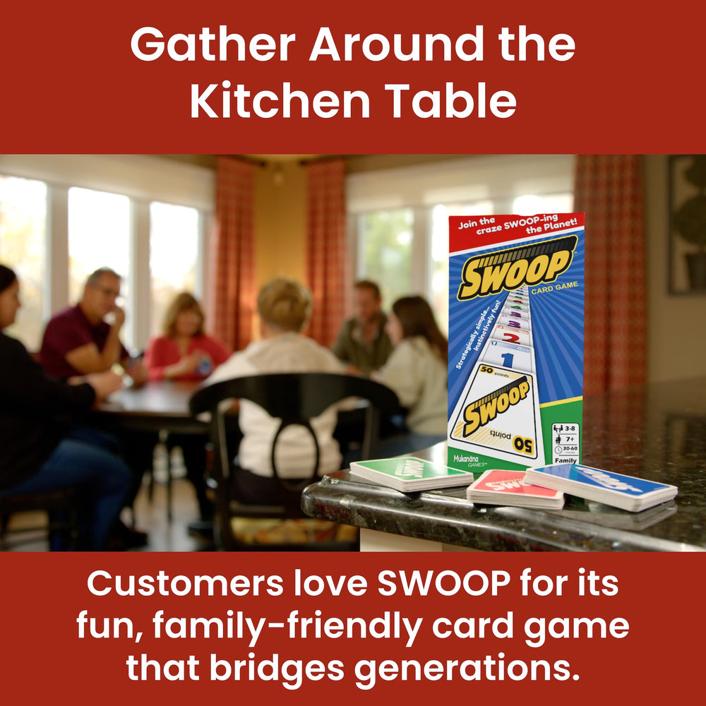 Green deck of SWOOP cards supports strategic choices.