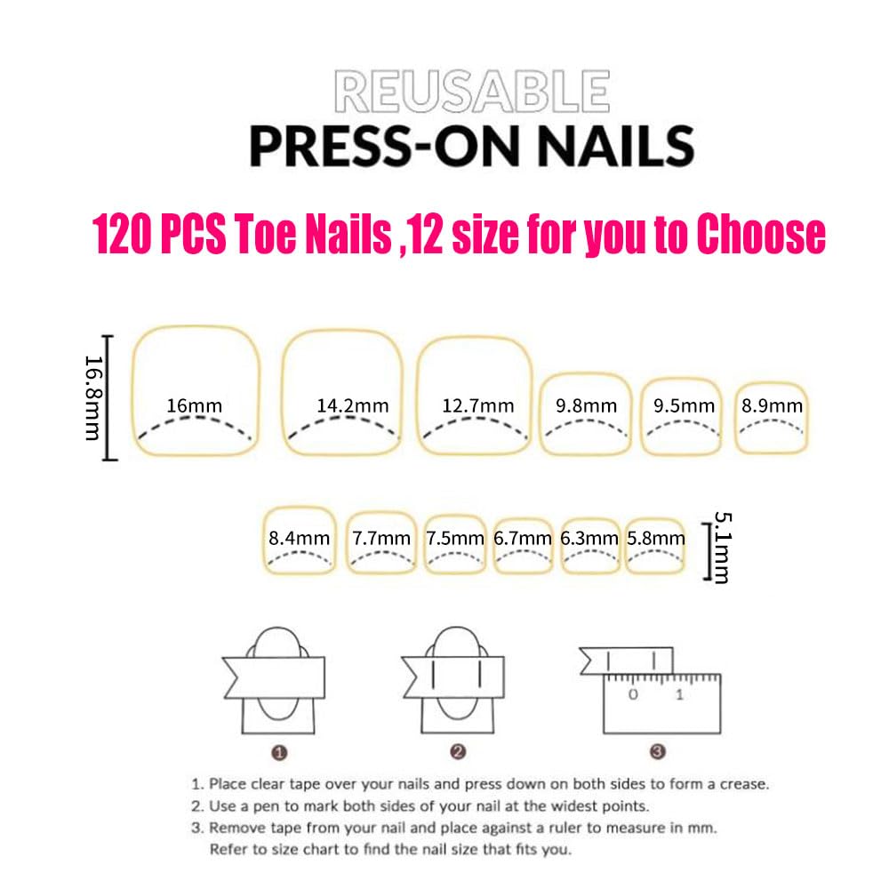 SWRITATSK DIY friendly press-on toe nails for at home manicures