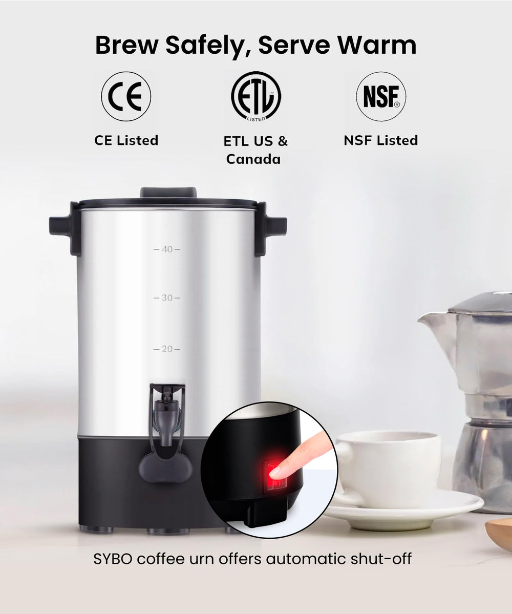 SYBO 6L coffee urn is ideal for catering and events