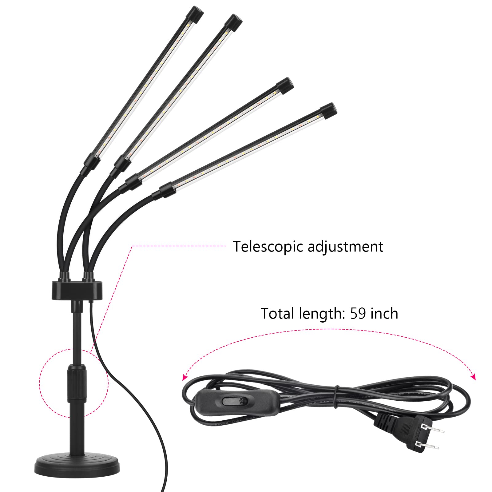 SYEIORAOM 360-degree gooseneck rotation for flexible light direction.