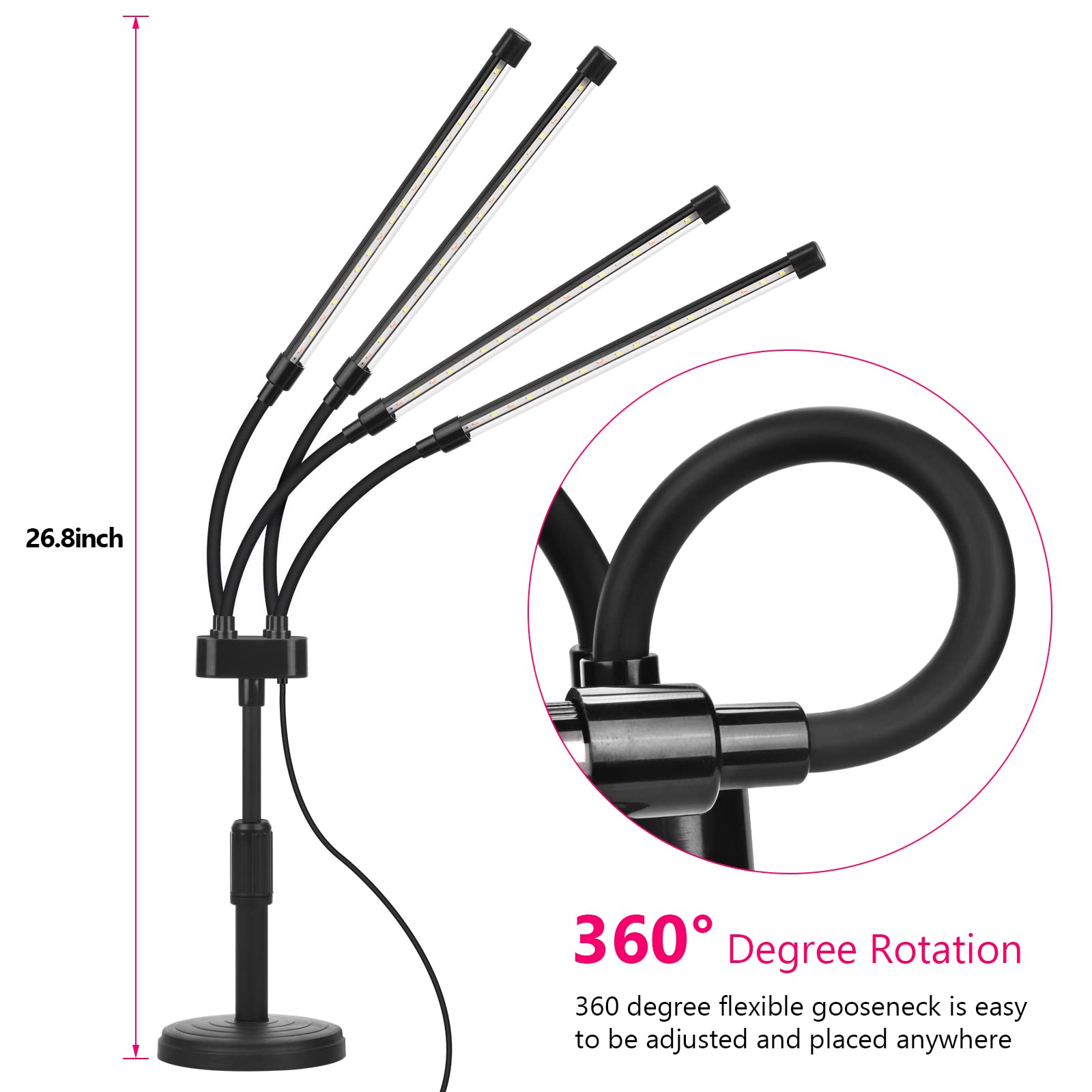 SYEIORAOM indoor gardening light using red and white spectrum for healthy growth.