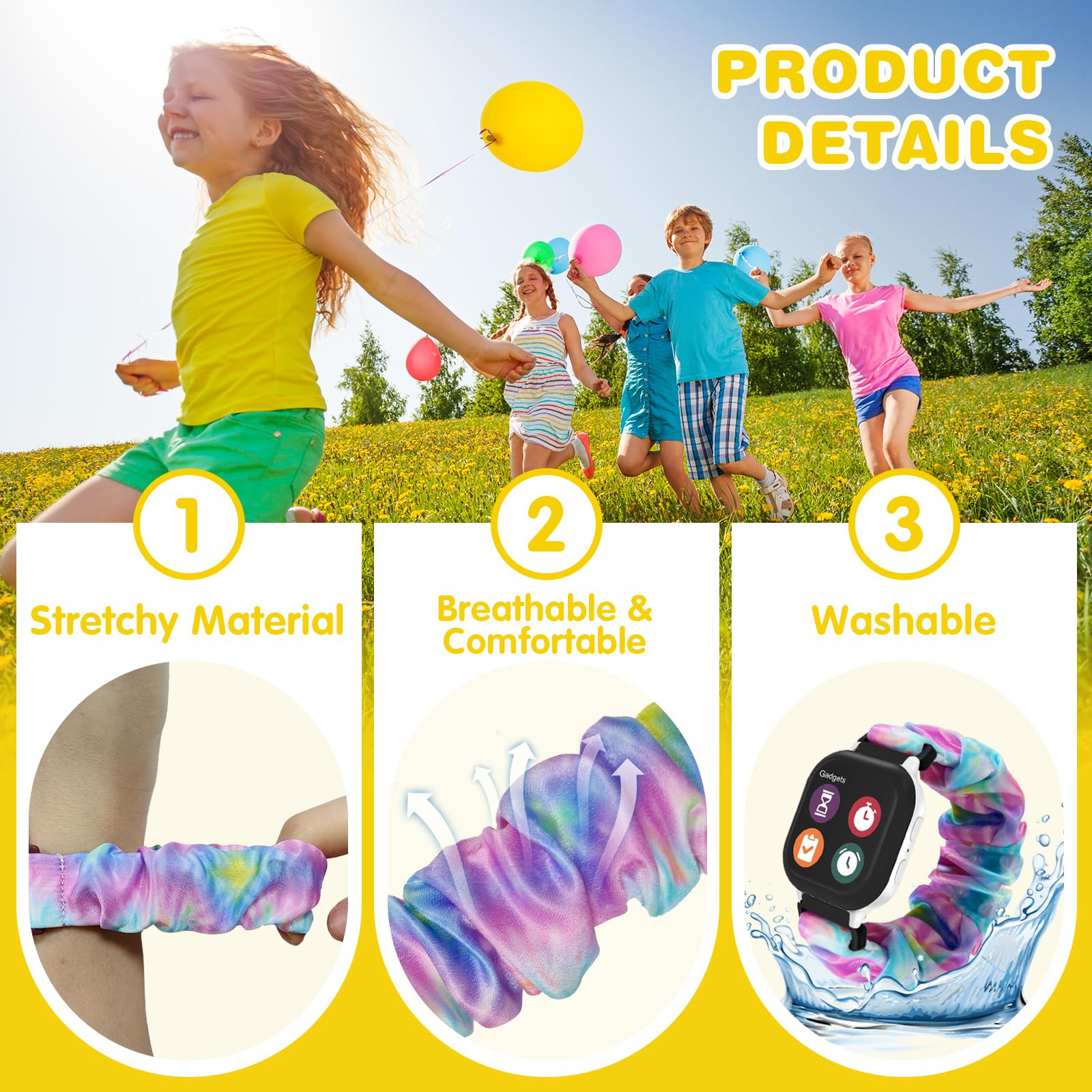 Sylacor scrunchie band with 20mm lugs, quick-change wear for kids.