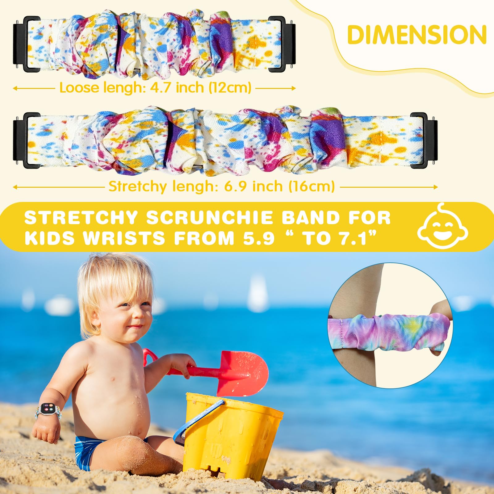 Sylacor soft-elastic scrunchie band for 20mm watches, easy snap-on.