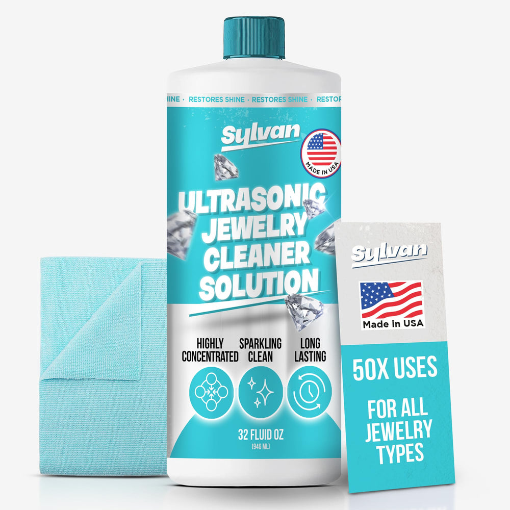Sylvan Hills ultrasonic solution bottle for easy at-home jewelry cleaning.