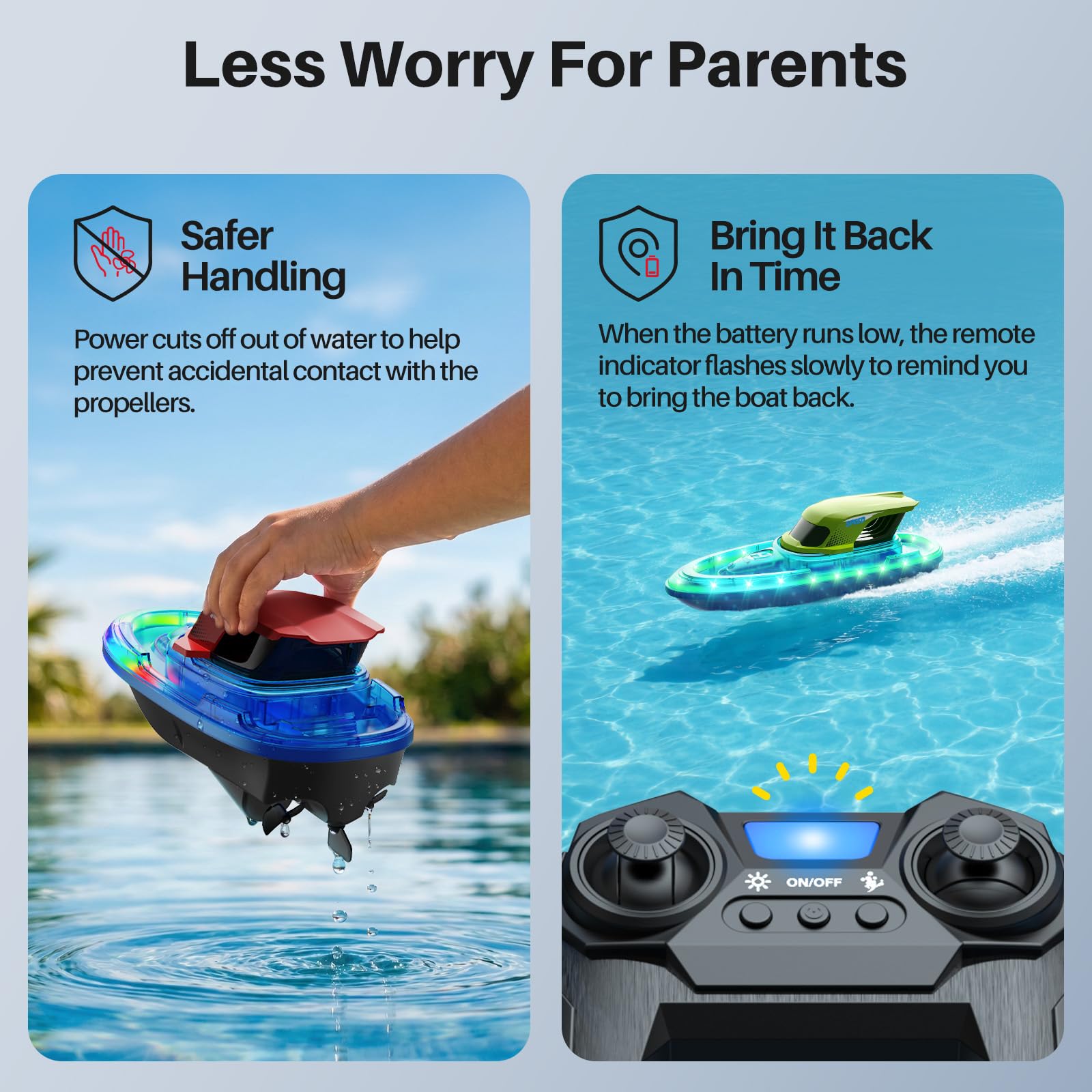 SYMA boats are designed for freshwater pools and calm lakes.