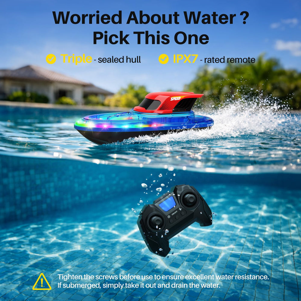 SYMA triple-layer hull helps tackle splash-filled pool adventures.