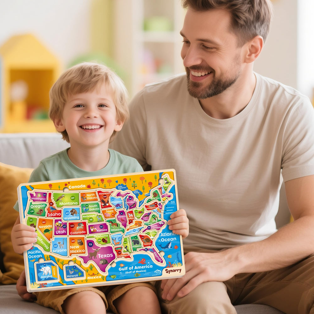 SYNARRY large USA map puzzle suits ages 3-8 for geography practice