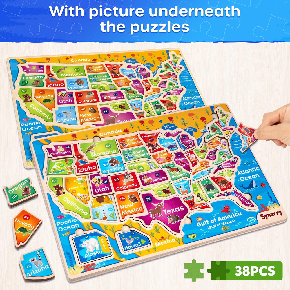 SYNARRY USA map puzzle features vivid colors to engage children in geography