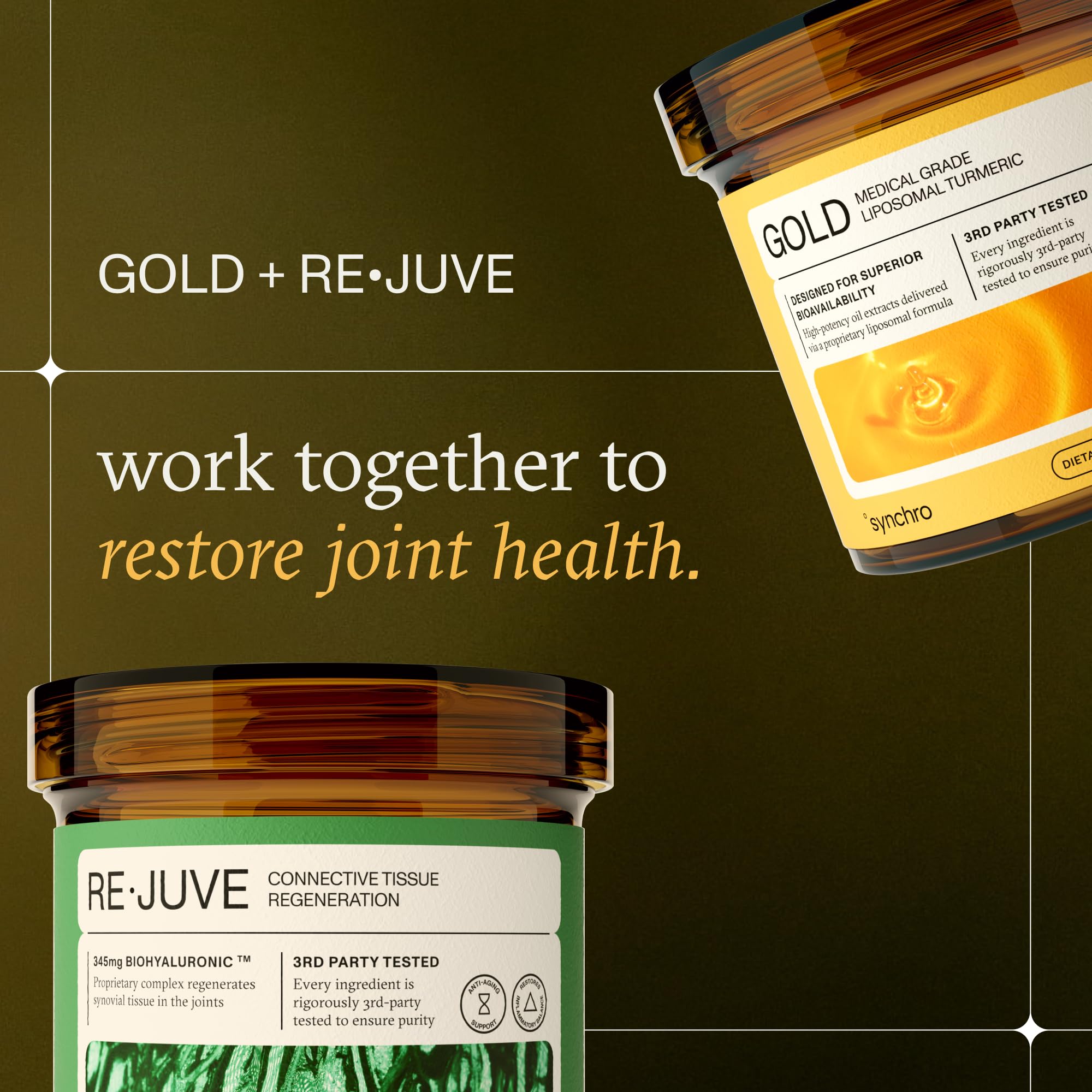 Synchro Gold close-up, golden oil micro-molecules showing potent absorption.