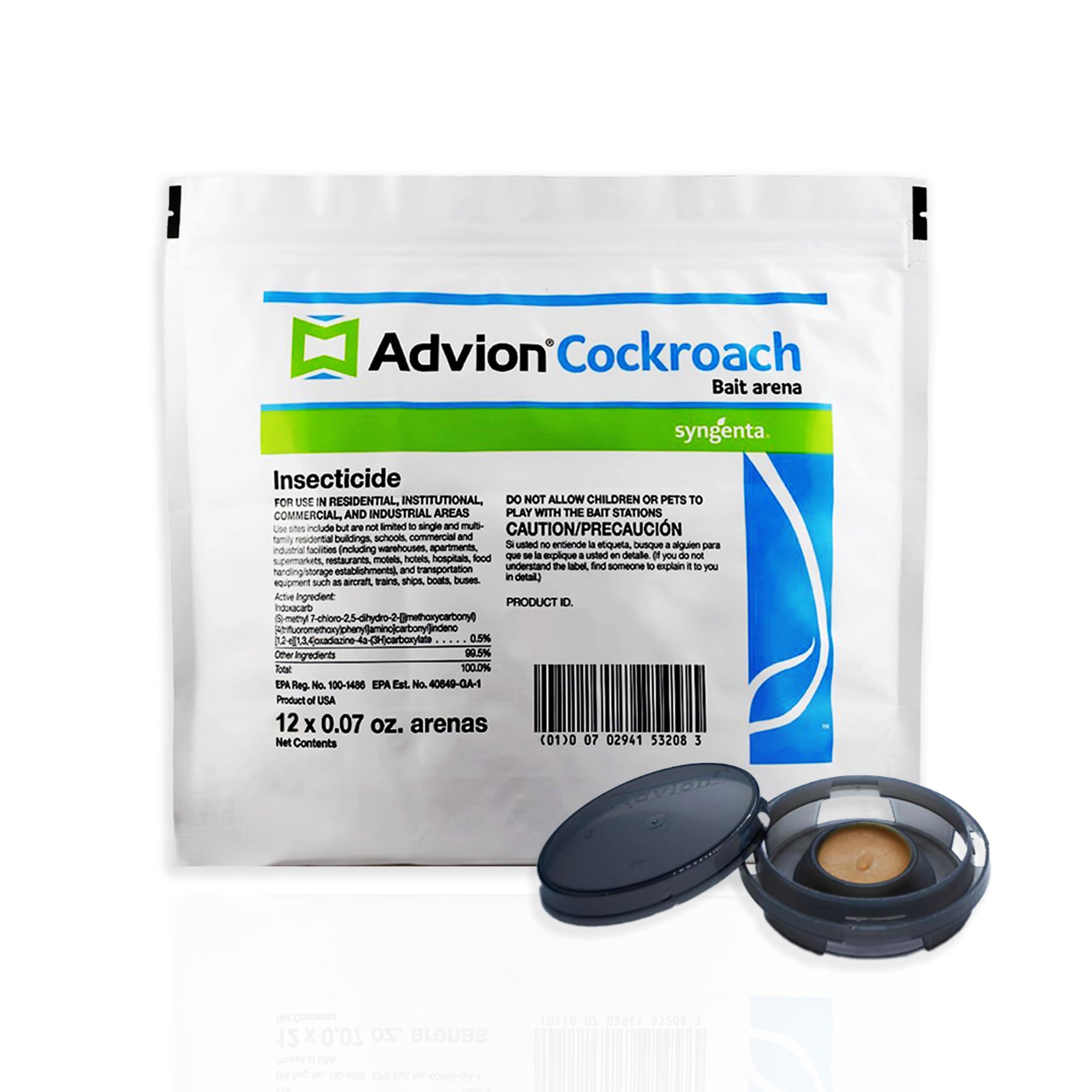 Syngenta Advion Arena bait station in a 12-count bag, ready for targeted cockroach control.