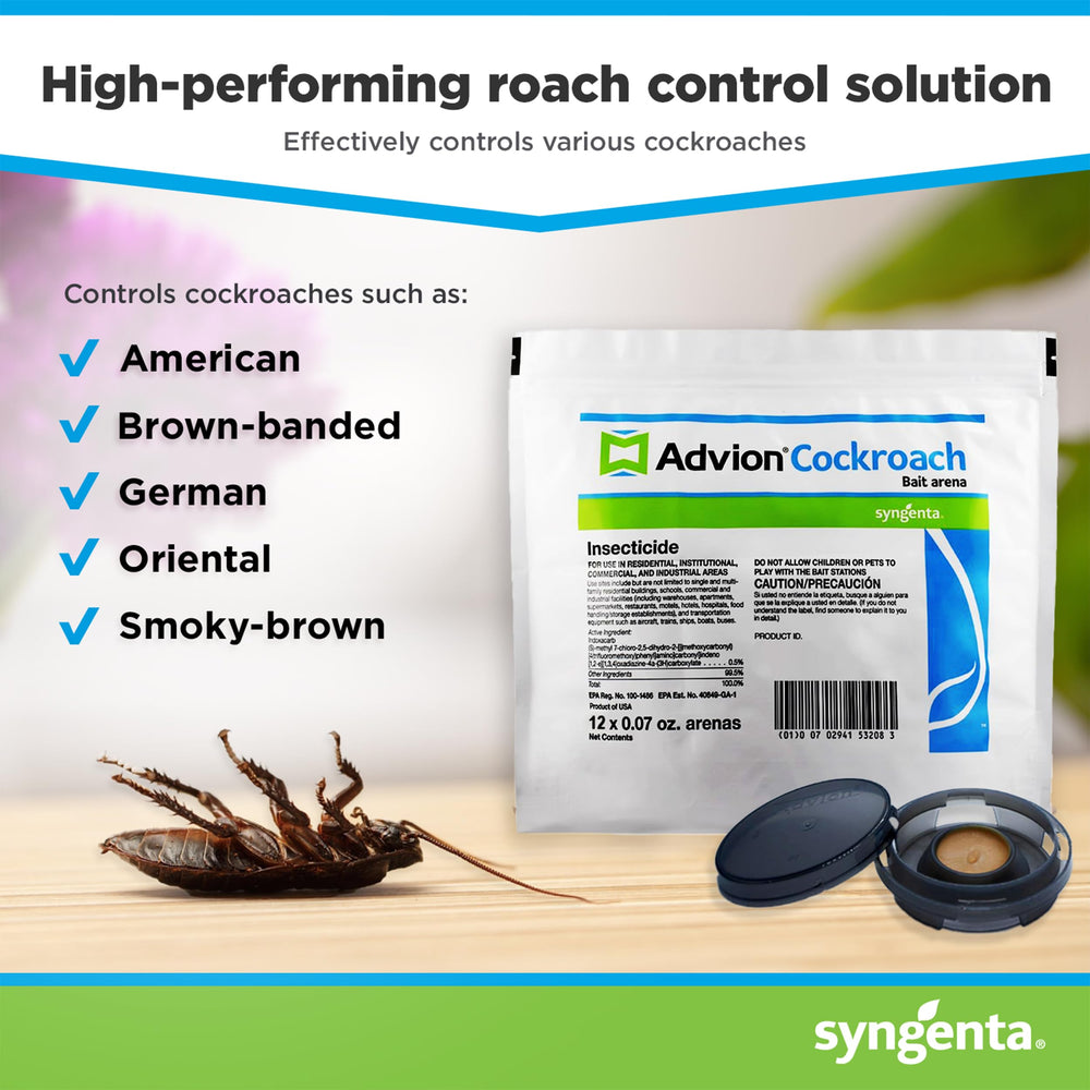Close-up of Syngenta Advion Arena bait station with discreet white design for kitchen use.