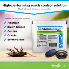 Close-up of Syngenta Advion Arena bait station with discreet white design for kitchen use.