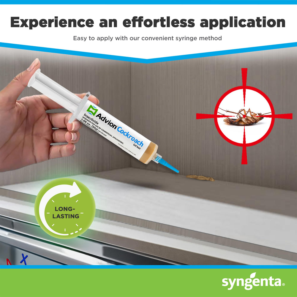 Syngenta Advion gel bait placed in cracks and crevices to reach roaches.