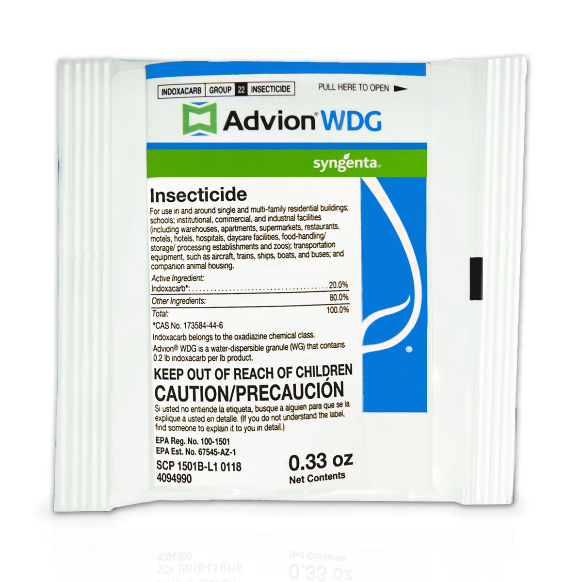 Syngenta Advion WDG packet packaging showing ready to use convenience for quick perimeter pest control