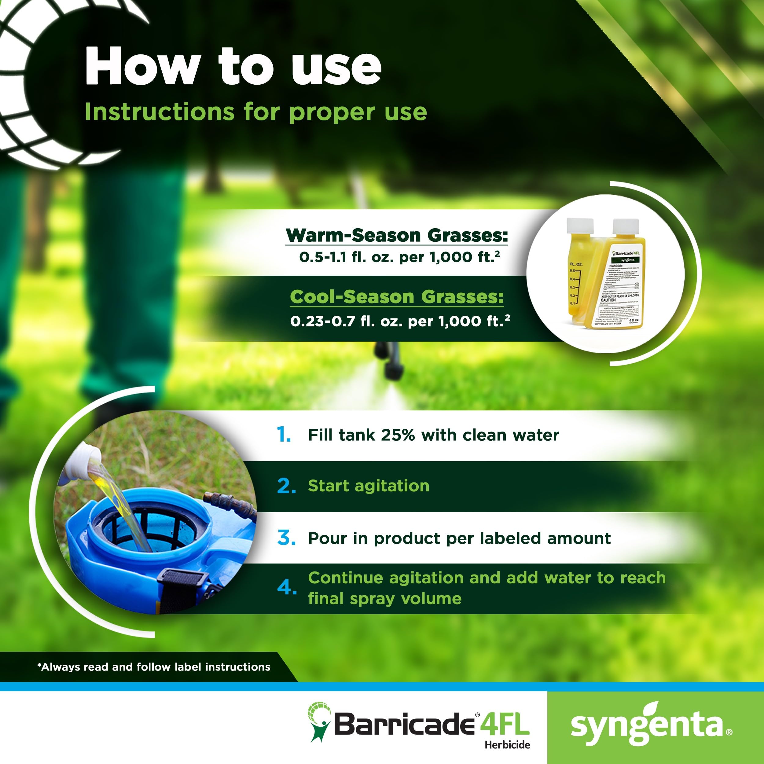 Syngenta Barricade 4FL ornamentals application protecting beds and shrubs.
