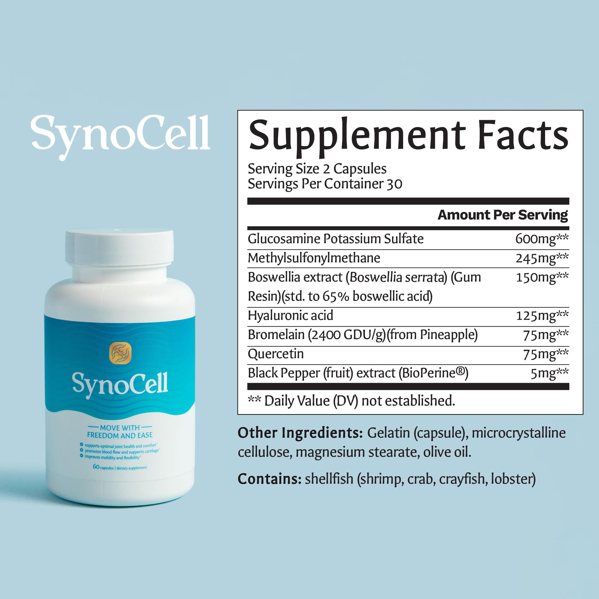 Synocell capsules in hand ready for daily joint support.