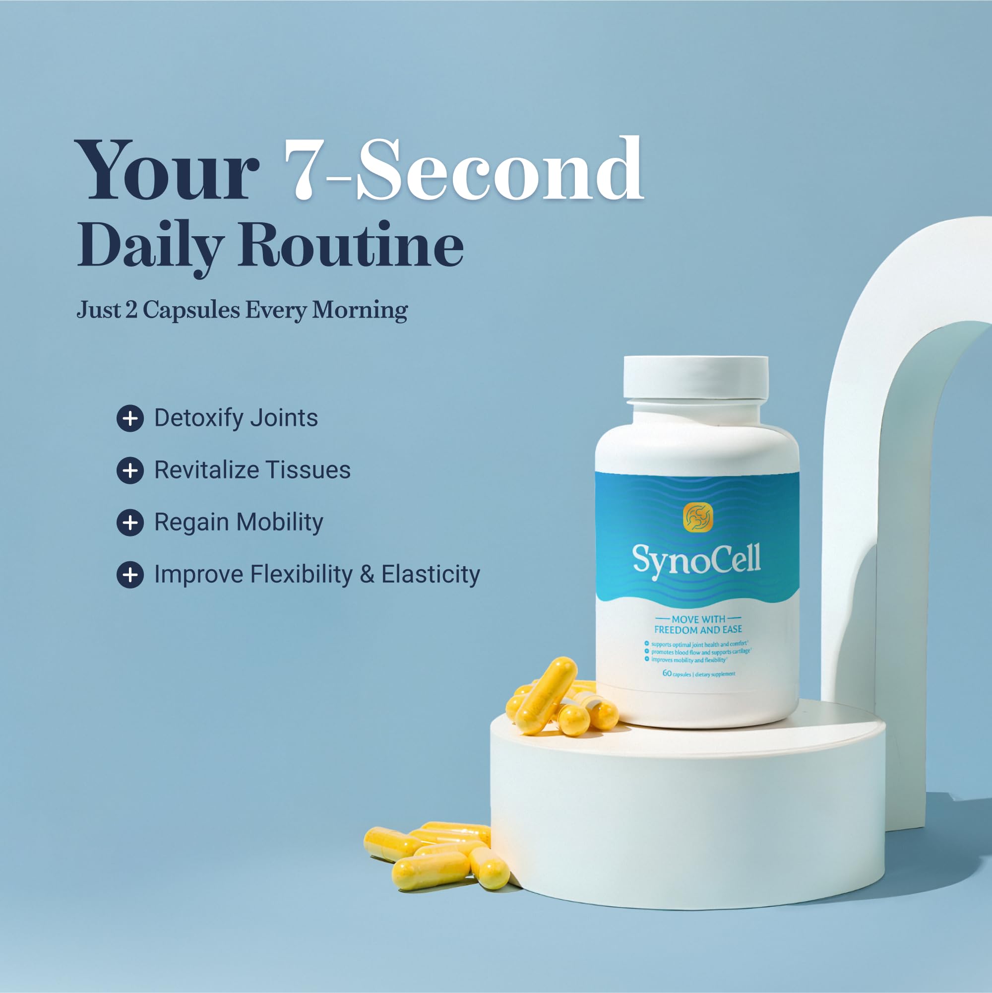 Synocell label detail highlights product benefits and natural ingredients.