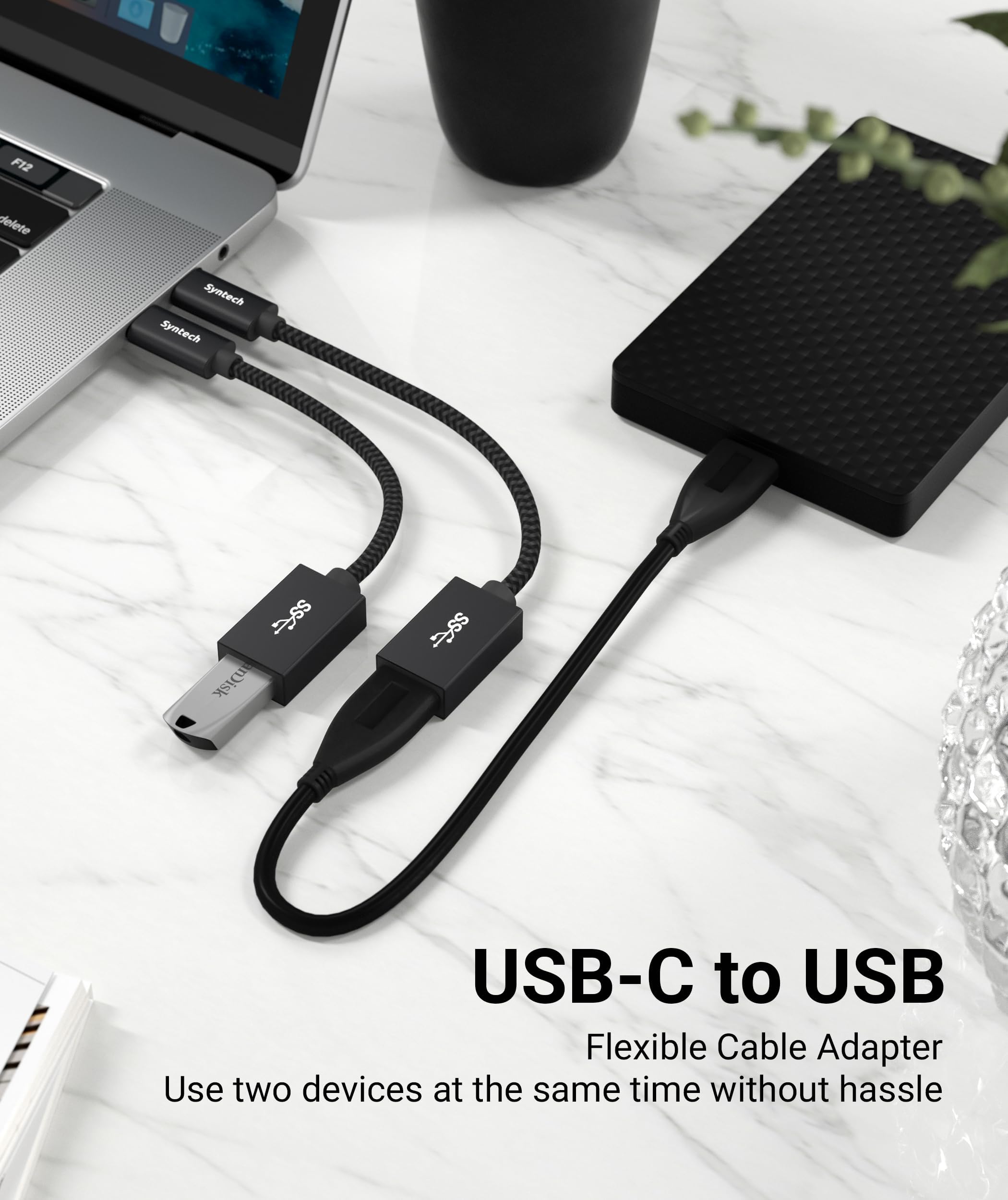 Syntech USB C to USB adapter demonstrating broad compatibility with USB-C devices