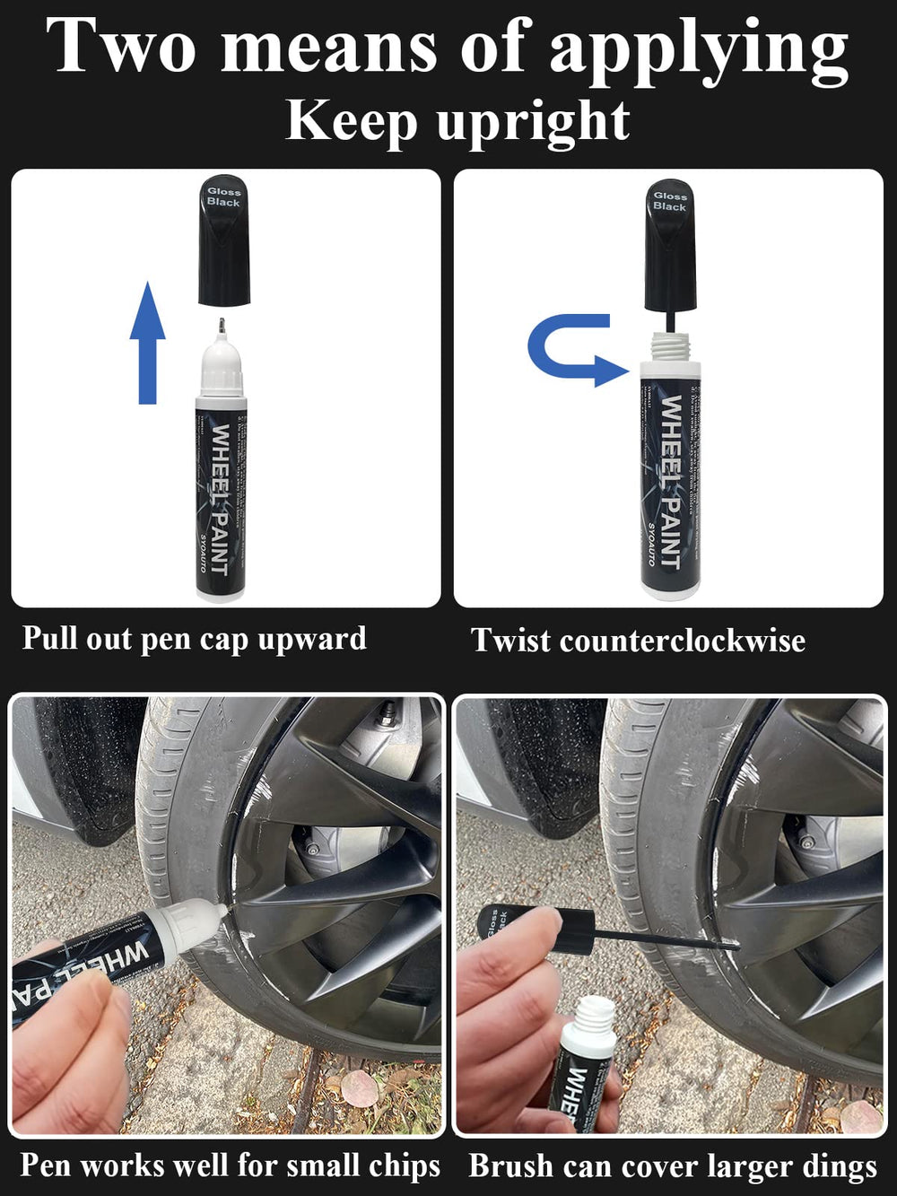 SYOAUTO gloss black rim paint drying in 10 minutes