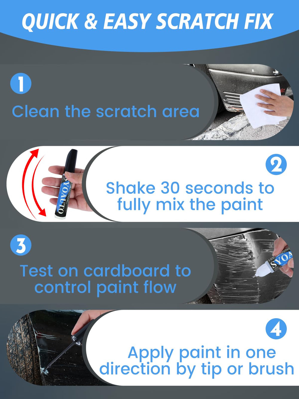 SYOAUTO fast-drying formula dries in about ten minutes.
