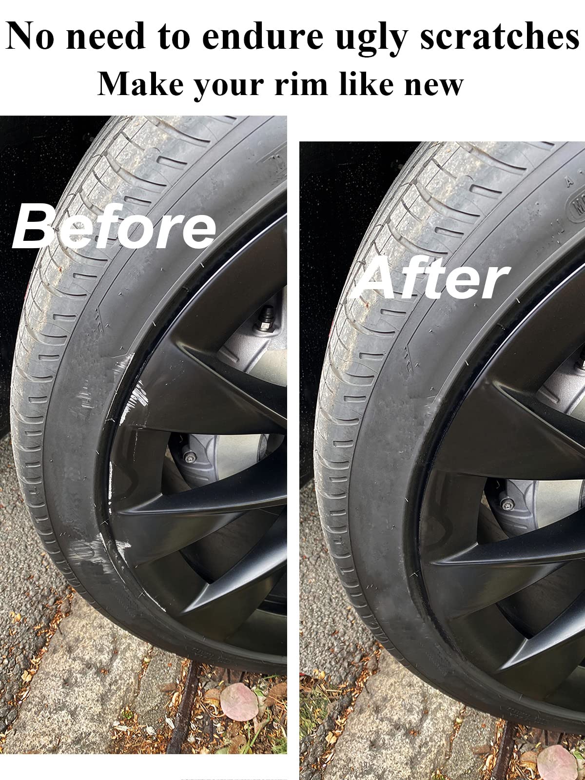 SYOAUTO wheel scratches before repair on a black rim