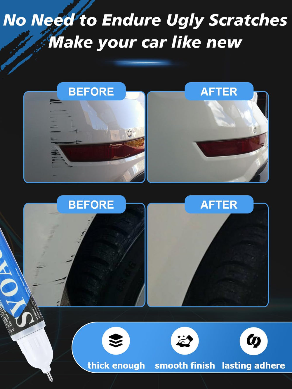 SYOAUTO white touch-up paint brush for larger dings.