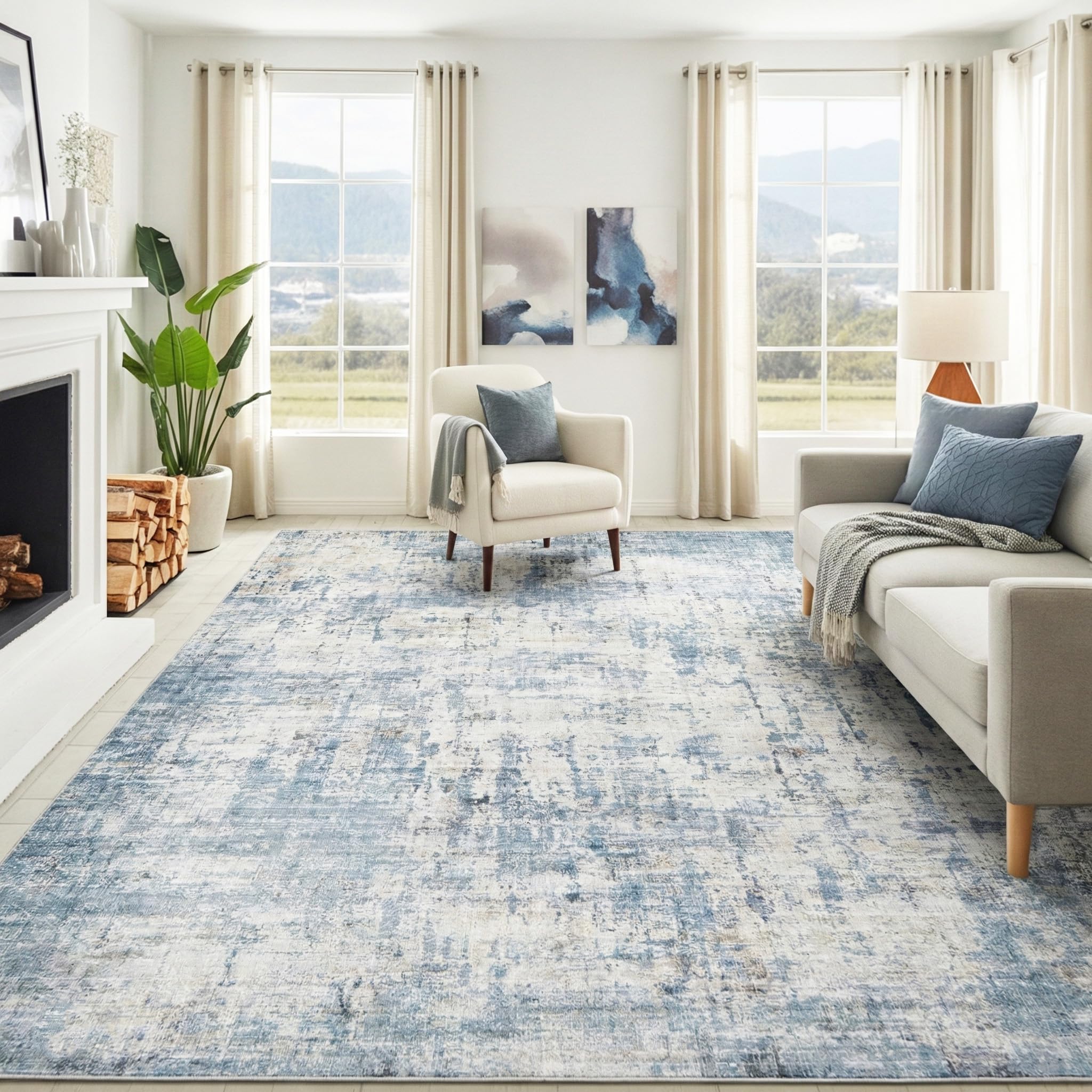 Syrlfar area rug 8x10 soft pile close-up for plush living room comfort.
