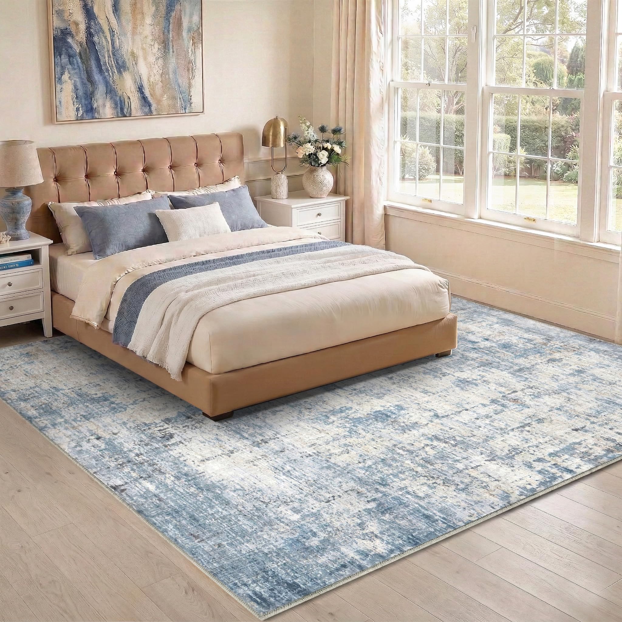Syrlfar living room setup featuring easy-care, washable rug.