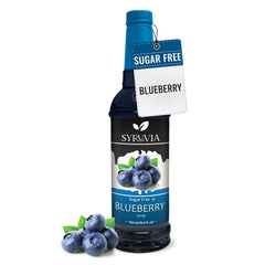 SYRUVIA blueberry syrup bottle with bold flavor for drinks and desserts.