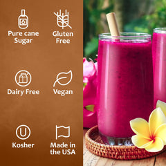 SYRUVIA Dragon Fruit Syrup in a cocktail setup for vibrant flavor boost.