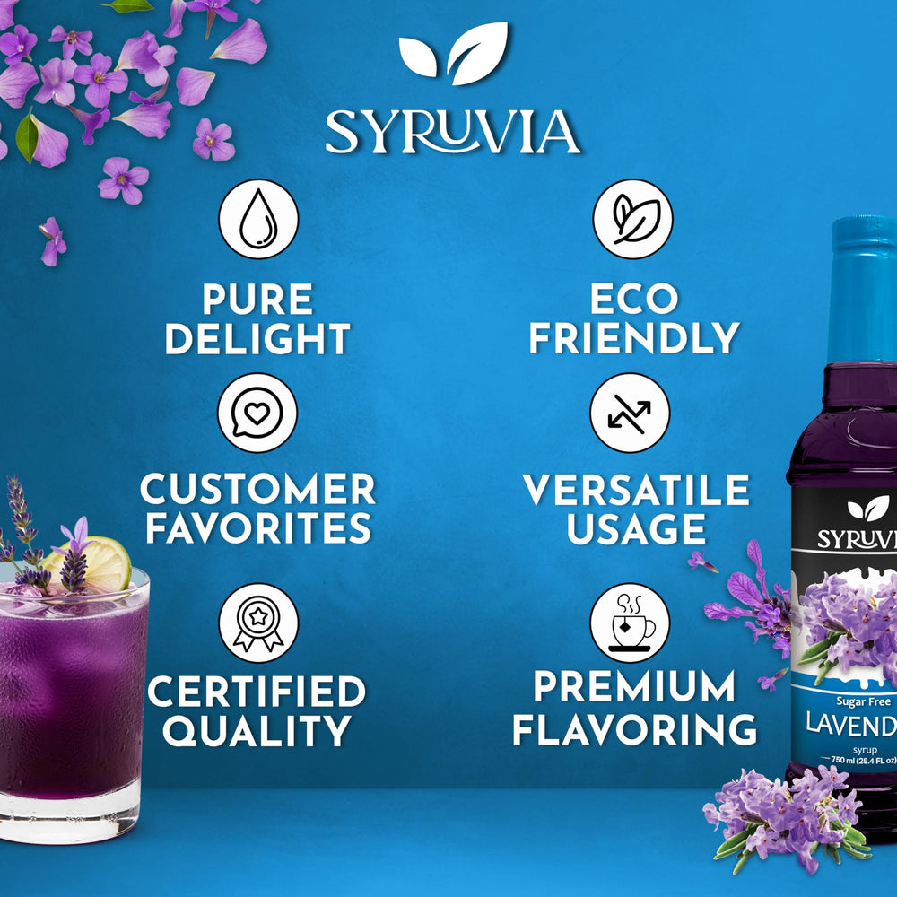 SYRUVIA Lavender Syrup with tea or iced drinks enhances flavor profile