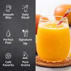 SYRUVIA mango syrup glass mocktail added sweetness and aroma.