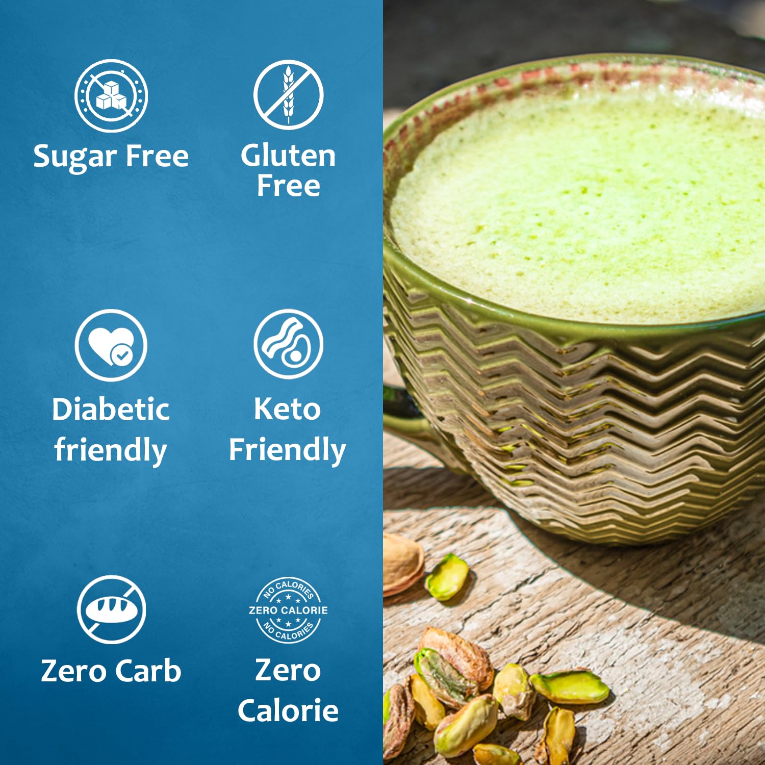Dessert topping idea with SYRUVIA Pistachio Syrup for a guilt-free finish.