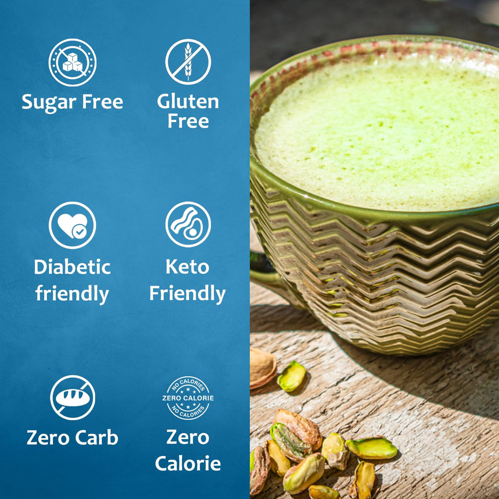 Dessert topping idea with SYRUVIA Pistachio Syrup for a guilt-free finish.