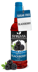 SYRUVIA sugar-free blackberry syrup bottle for zero-calorie beverages.