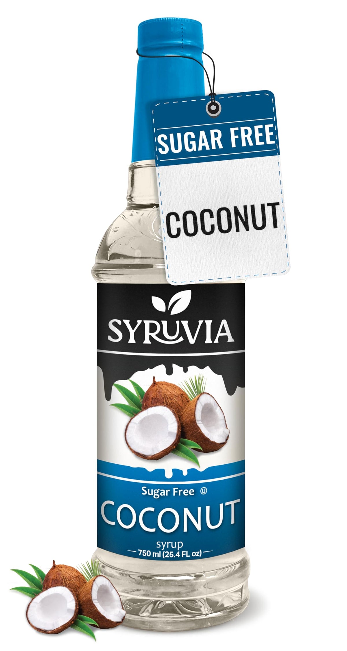Syruvia Sugar-Free Coconut Syrup bottle for tropical flavor in drinks