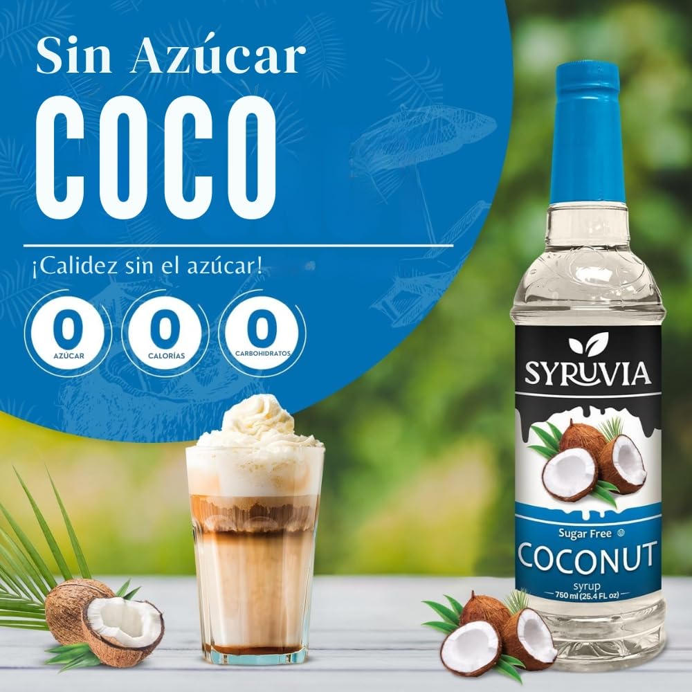 Syruvia Sugar-Free Coconut Syrup latte art shot highlights creamy coconut notes