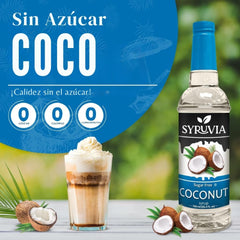 Syruvia Sugar-Free Coconut Syrup latte art shot highlights creamy coconut notes