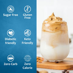 SYRUVIA Sugar-Free Coffee Syrup as a dessert topping without added sugar