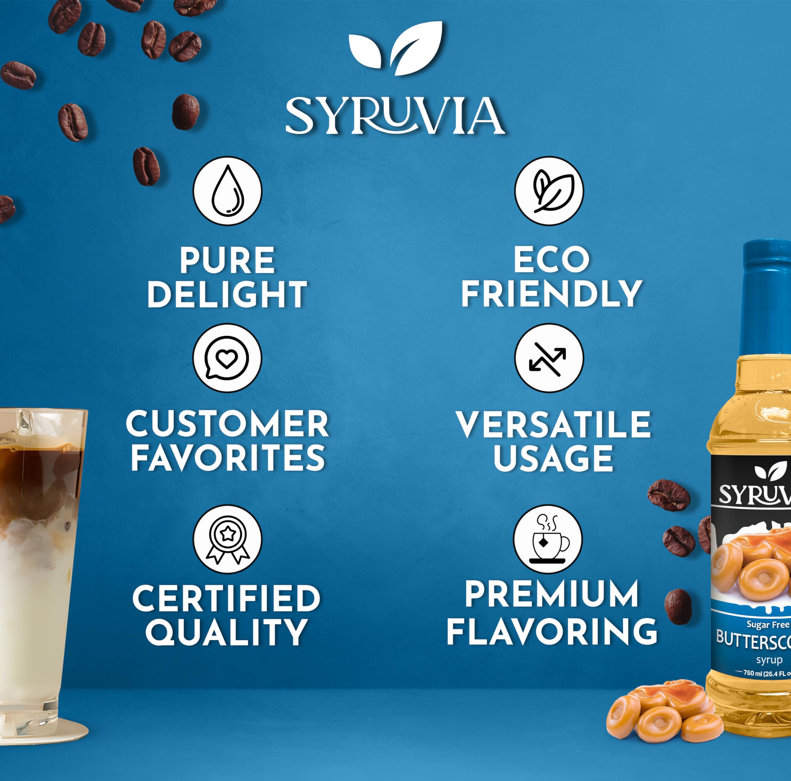 SYRUVIA Sugar-Free Coffee Syrup highlights USA-made, kosher-certified quality