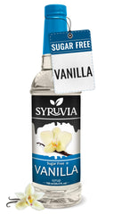 SYRUVIA Sugar Free Vanilla Syrup bottle front highlights guilt-free vanilla flavor