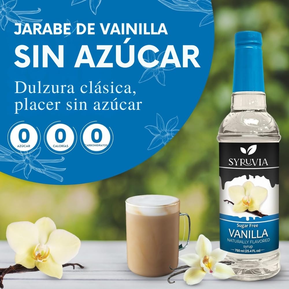 SYRUVIA Vanilla Syrup pour over latte creates creamy vanilla taste with no added sugar