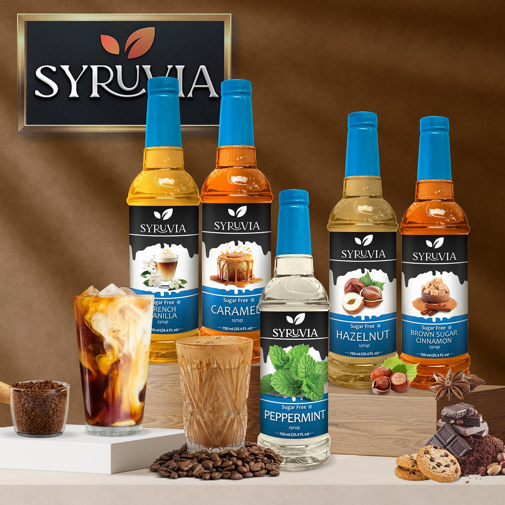 SYRUVIA Lavender Syrup serving shot showing convenient flavor addition to beverages