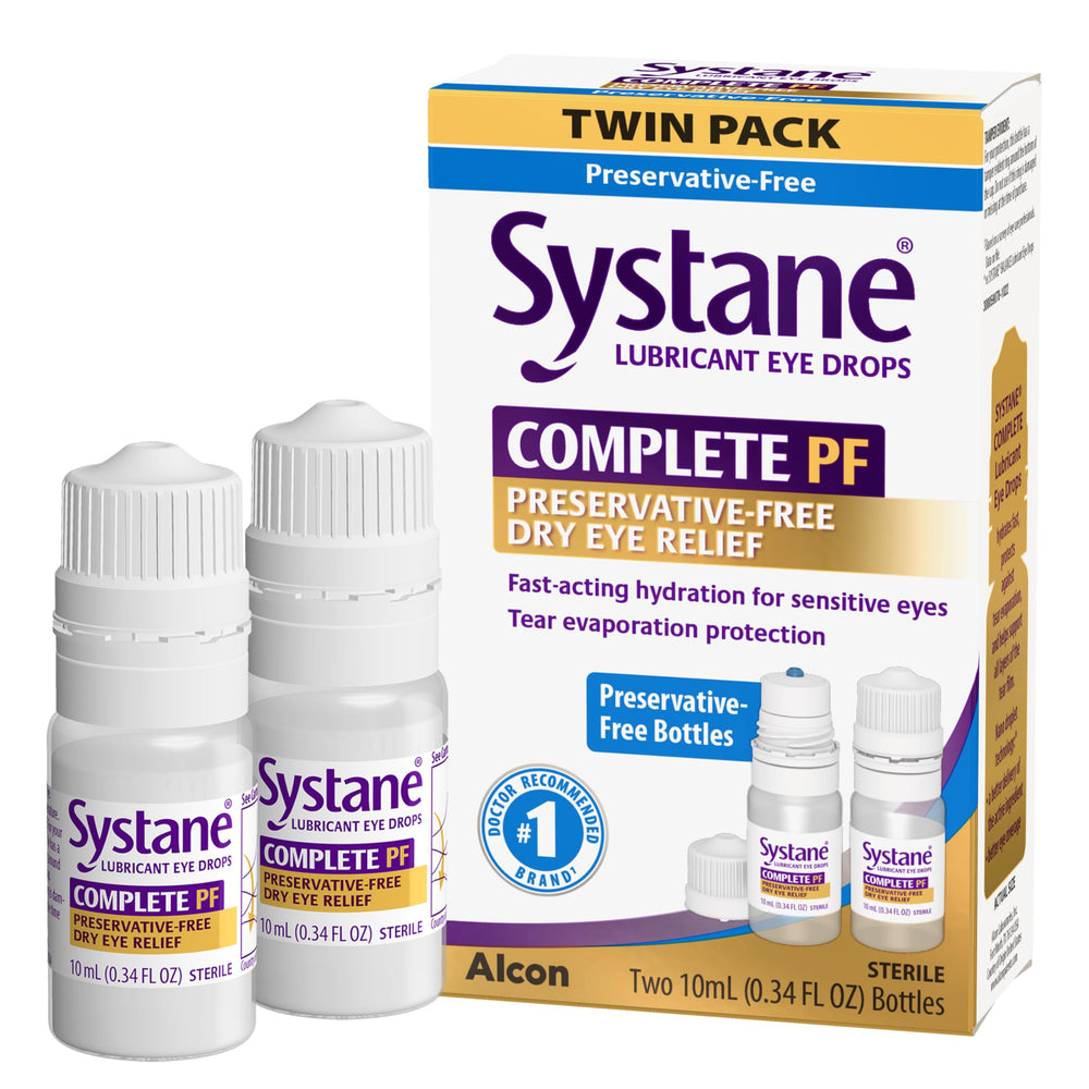 Systane Complete PF bottle pour for fast on-eye relief